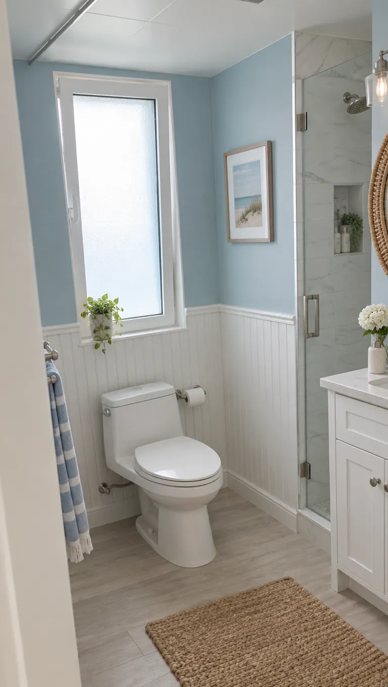 Unedited AI result: the first flat's bathroom in Coastal style