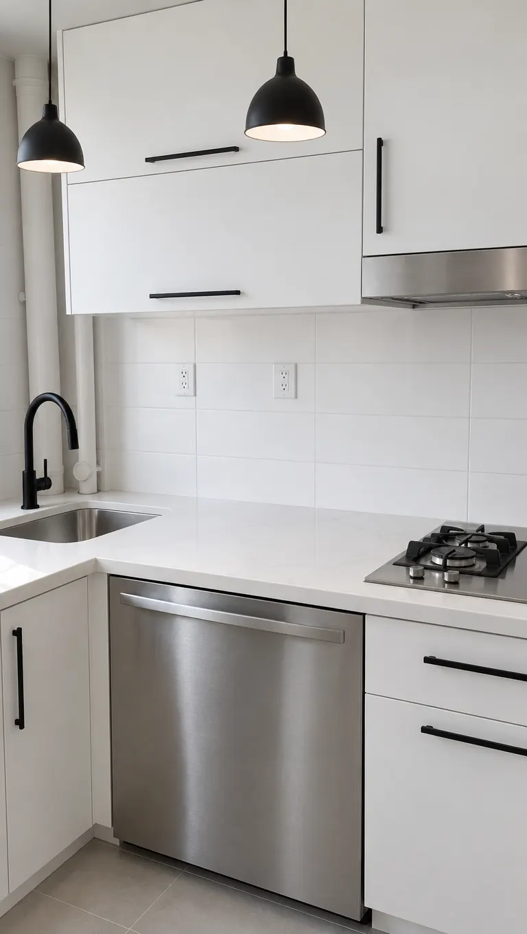 Unedited AI result: the first flat's L-shaped kitchen in Modern style